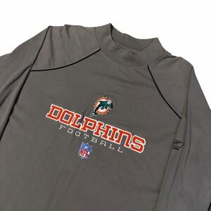 VTG NFL Reebok Miami Dolphins Mock Neck Long Sleeve Shirt Men’s XL Gray